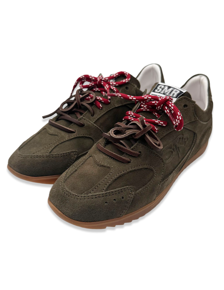 Baskets femme Semerdjian Billie – suède kaki au style rétro chic