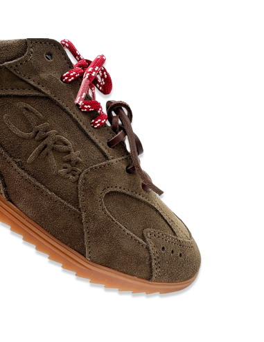 Baskets femme Semerdjian Billie – suède kaki au style rétro chic