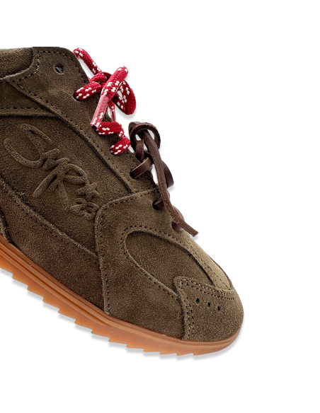 Baskets femme Semerdjian Billie – suède kaki au style rétro chic