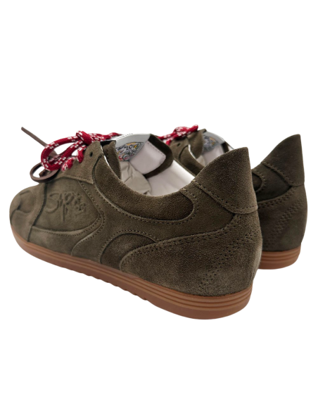 Baskets femme Semerdjian Billie – suède kaki au style rétro chic