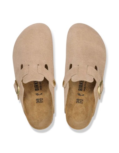 Birkenstock Boston taupe – sabot mixte en cuir suédé