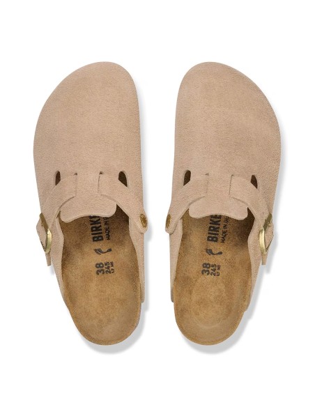 Birkenstock Boston taupe – sabot mixte en cuir suédé