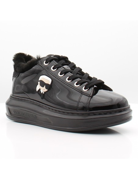 Karl Lagerfeld Kapri Shine No Lined  – Baskets Femme Noires Vernies