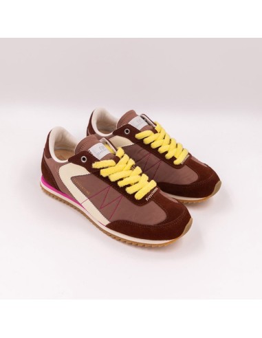 Baskets femme 0-105 Lina Cognac – Baskets rétro en suède et nylon
