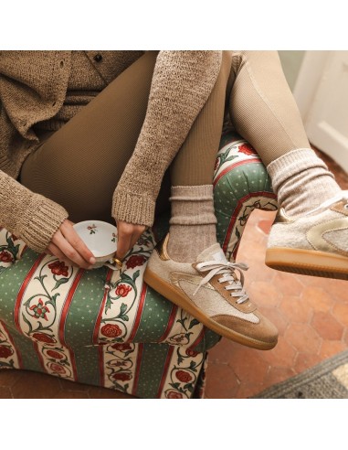 Nova Sheep Camel – Baskets en laine et suède pour un style rétro chic