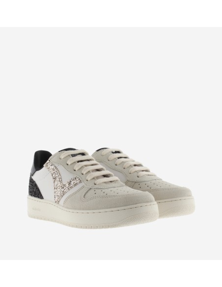 Baskets de Ville femme Victoria beige blanc pailleté 1258271-22