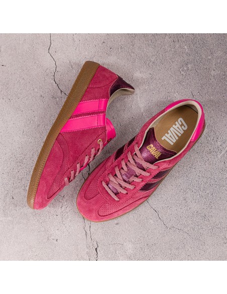 Caval Pulse – Baskets Asymétriques en Suède Framboise et Fuchsia