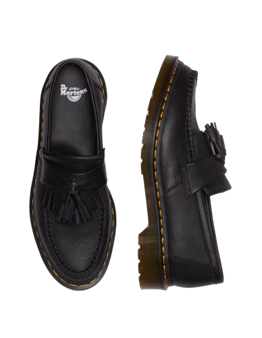 Dr. Martens Adrian Virginia Black – Mocassins unisexe en cuir grainé à pampilles