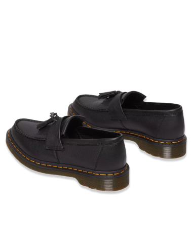 Dr. Martens Adrian Virginia Black – Mocassins unisexe en cuir grainé à pampilles