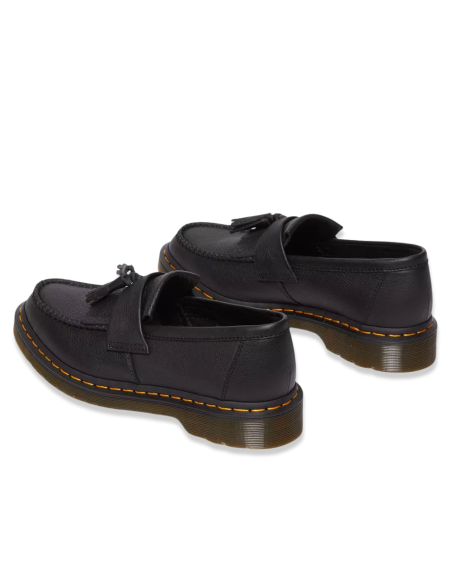 Dr. Martens Adrian Virginia Black – Mocassins unisexe en cuir grainé à pampilles
