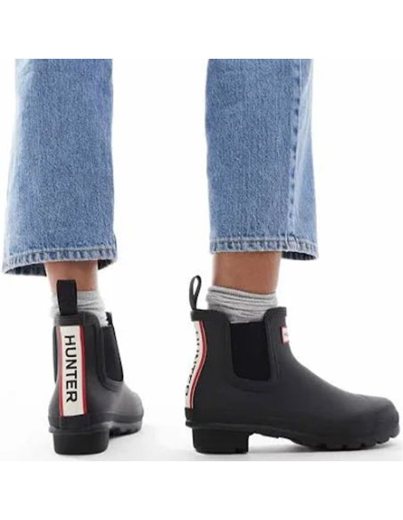 Bottines Chelsea Femme Hunter WFS2354RMA-BLK – Logo Tricolore & Style Contemporain