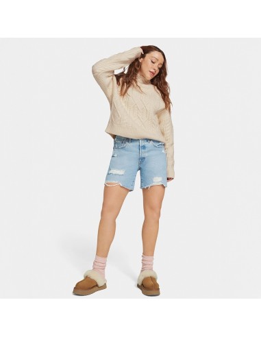 UGG Femme – Chaussons Disquette en Suède et Laine – Camel