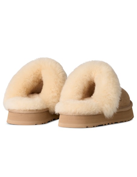 UGG Disquette Kid & Femme – Mule en suède sable avec laine naturelle
