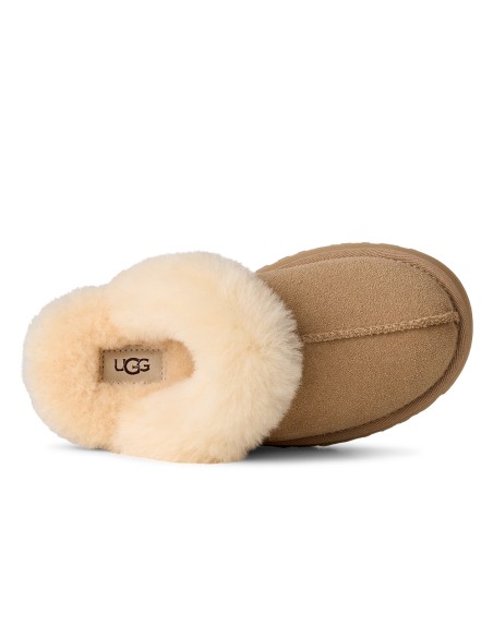 UGG Disquette Kid & Femme – Mule en suède sable avec laine naturelle