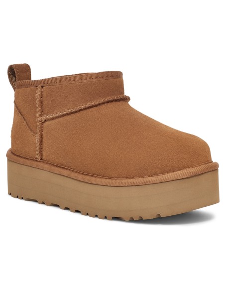 UGG Classic Ultra Mini Platform Femme – Boots en suède chestnut à plateforme