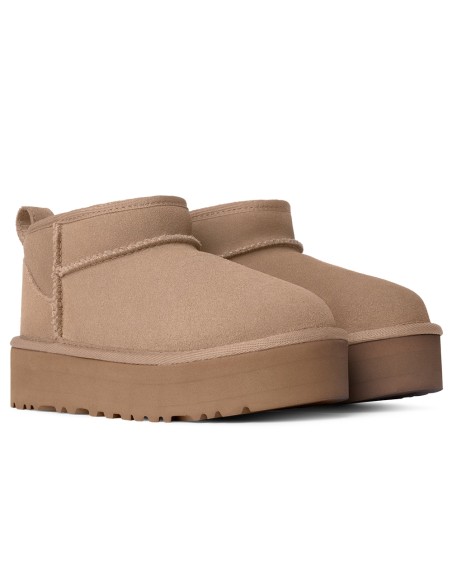 UGG Ultra Mini Platform Sand Femme – Boots en suède beige avec semelle plateforme