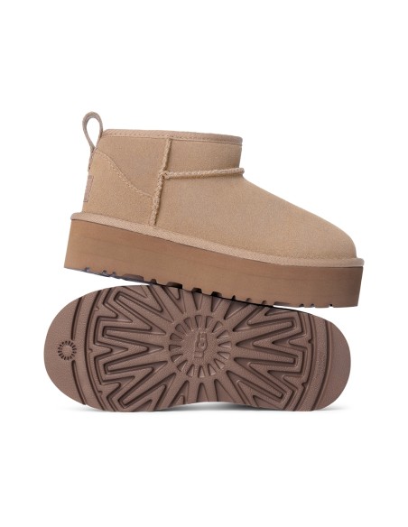UGG Ultra Mini Platform Sand Femme – Boots en suède beige avec semelle plateforme