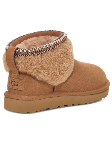 UGG Classic Ultra Mini Maxi Curly Femme – Boots en suède chestnut avec col shearling