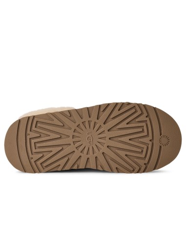UGG Tazzelle Femme – Mule en suède chestnut avec col en laine et semelle plateforme