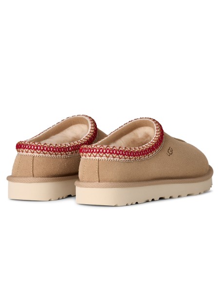 UGG Tasman II Femme Sand/Dark Cherry – Chaussons en daim et laine