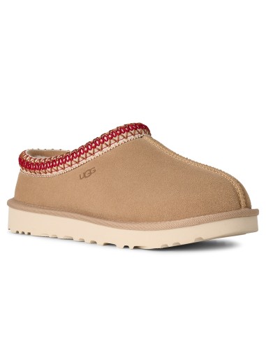 UGG Tasman II Femme Sand/Dark Cherry – Chaussons en daim et laine