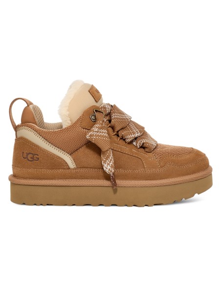 UGG Lowmel Femme Chestnut – Baskets lifestyle daim et laine UGGplush™