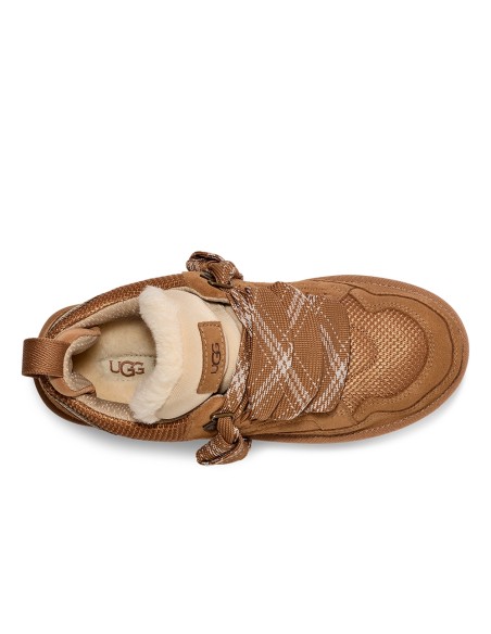 UGG Lowmel Femme Chestnut – Baskets lifestyle daim et laine UGGplush™