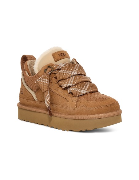 UGG Lowmel Femme Chestnut – Baskets lifestyle daim et laine UGGplush™