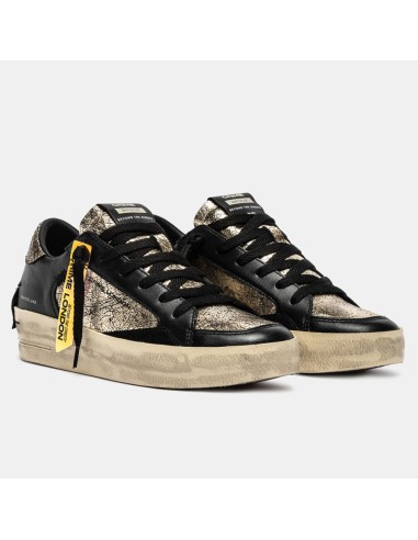 Crime London Skate Wedge She’s Golden – Baskets basses cuir doré et noir effet vintage