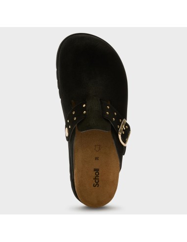 Scholl Sabot Benny F324661004 – Sabot noir en suède à boucle dorée