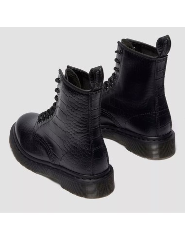 Dr. Martens 1460 Croc Emboss Noir – Bottines cuir embossé femme