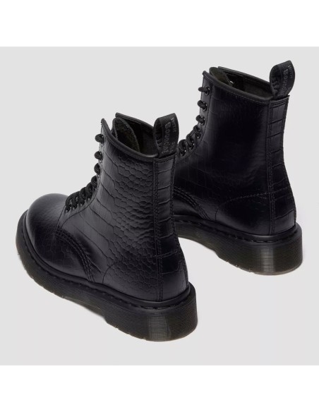 Dr. Martens 1460 Croc Emboss Noir – Bottines cuir embossé femme