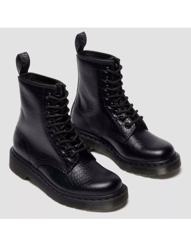 Dr. Martens 1460 Croc Emboss Noir – Bottines cuir embossé femme