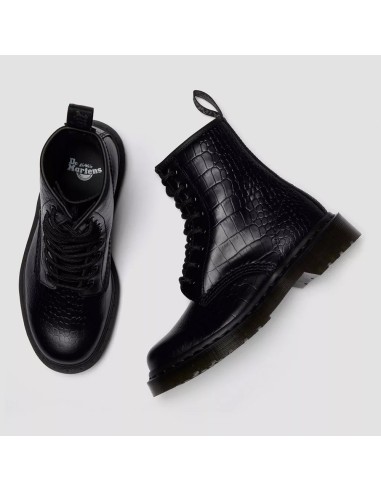 Dr. Martens 1460 Croc Emboss Noir – Bottines cuir embossé femme