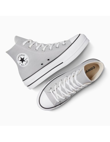 Converse Chuck Taylor Lift Hi Gris A12956C – Baskets Montantes  à Plateforme