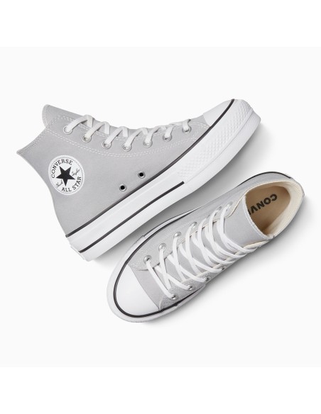 Converse Chuck Taylor Lift Hi Gris A12956C – Baskets Montantes  à Plateforme