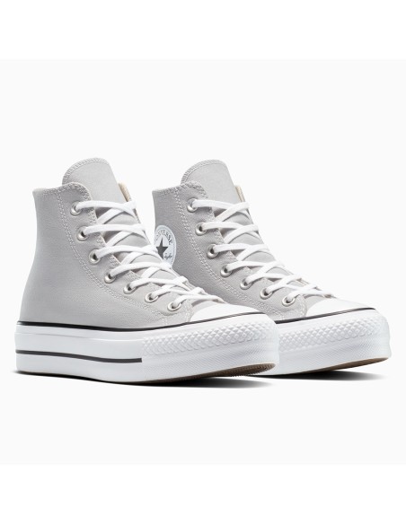 Converse Chuck Taylor Lift Hi Gris A12956C – Baskets Montantes  à Plateforme