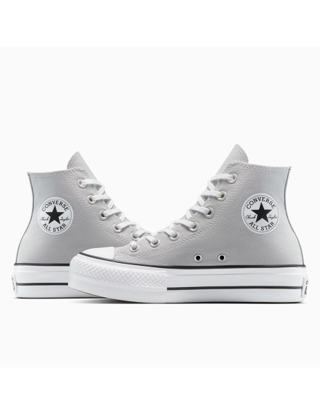 Converse Chuck Taylor Lift Hi Gris A12956C – Baskets Montantes  à Plateforme