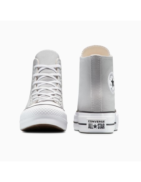 Converse Chuck Taylor Lift Hi Gris A12956C – Baskets Montantes  à Plateforme