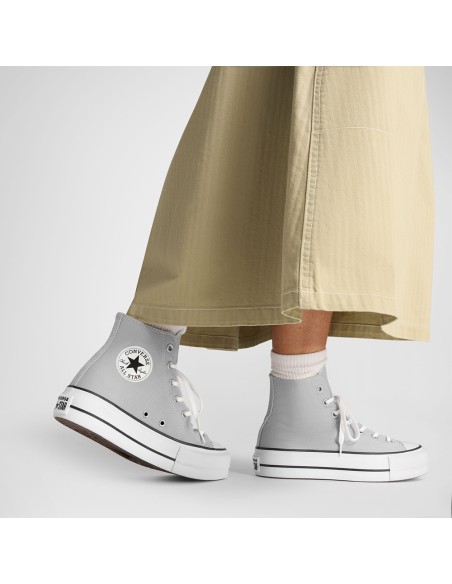 Converse Chuck Taylor Lift Hi Gris A12956C – Baskets Montantes  à Plateforme