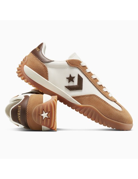 Converse Run Star Trainer Femme A15738C – Sneakers Rétro Suède Miel & Blanc Cassé