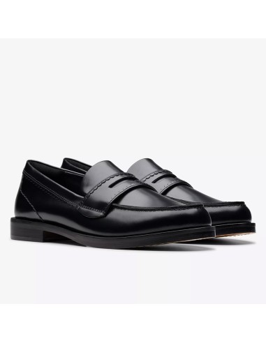 Clarks Straven Edge 26181277 – Mocassins Femme Cuir Noir élégants et confortables