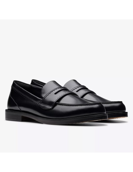 Clarks Straven Edge 26181277 – Mocassins Femme Cuir Noir élégants et confortables