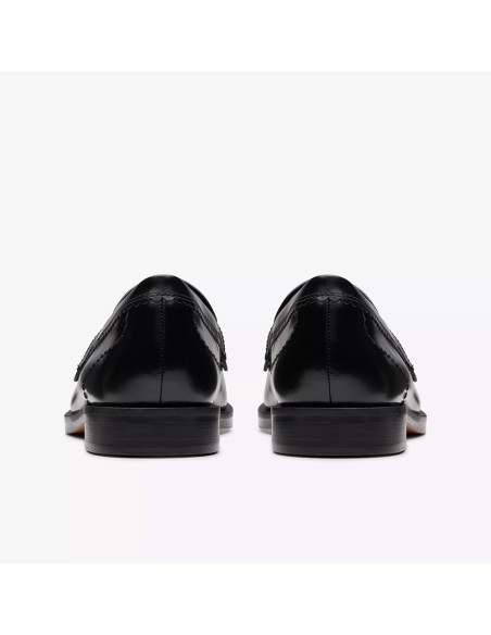 Clarks Straven Edge 26181277 – Mocassins Femme Cuir Noir élégants et confortables