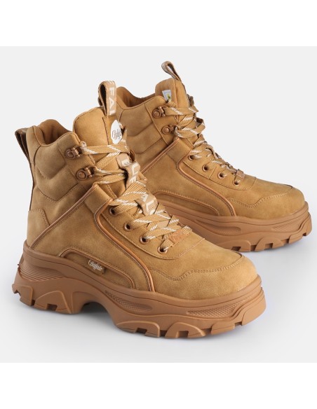 Buffalo Venom Mid femme cognac 1622620 – Boots vegan plateforme