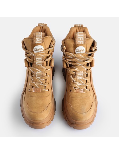 Buffalo Venom Mid femme cognac 1622620 – Boots vegan plateforme