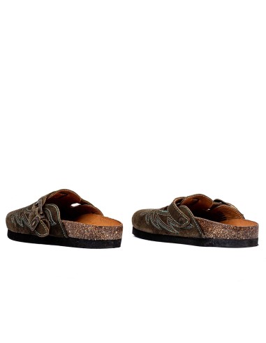 Sabots Mexicana SDL007 daim kaki – sabot western brodé fabrication artisanale