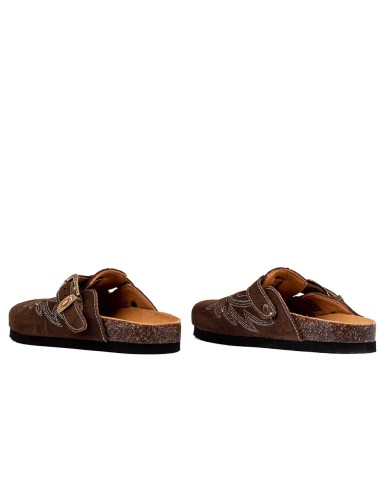 Sabots Mexicana SDL011 daim marron – sabot western brodé boucle vintage