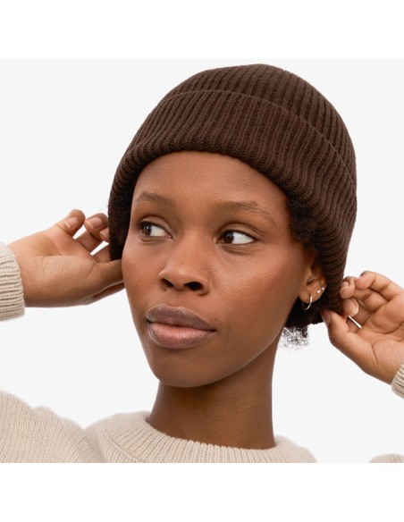 Colorful Bonnet merino wool beanie marron