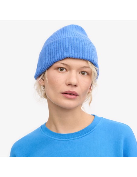 Colorful Bonnet merino wool beanie bleu